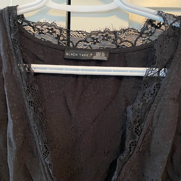 Black Tape brand satin top with lace details, lightly worn - Picture 3 of 3